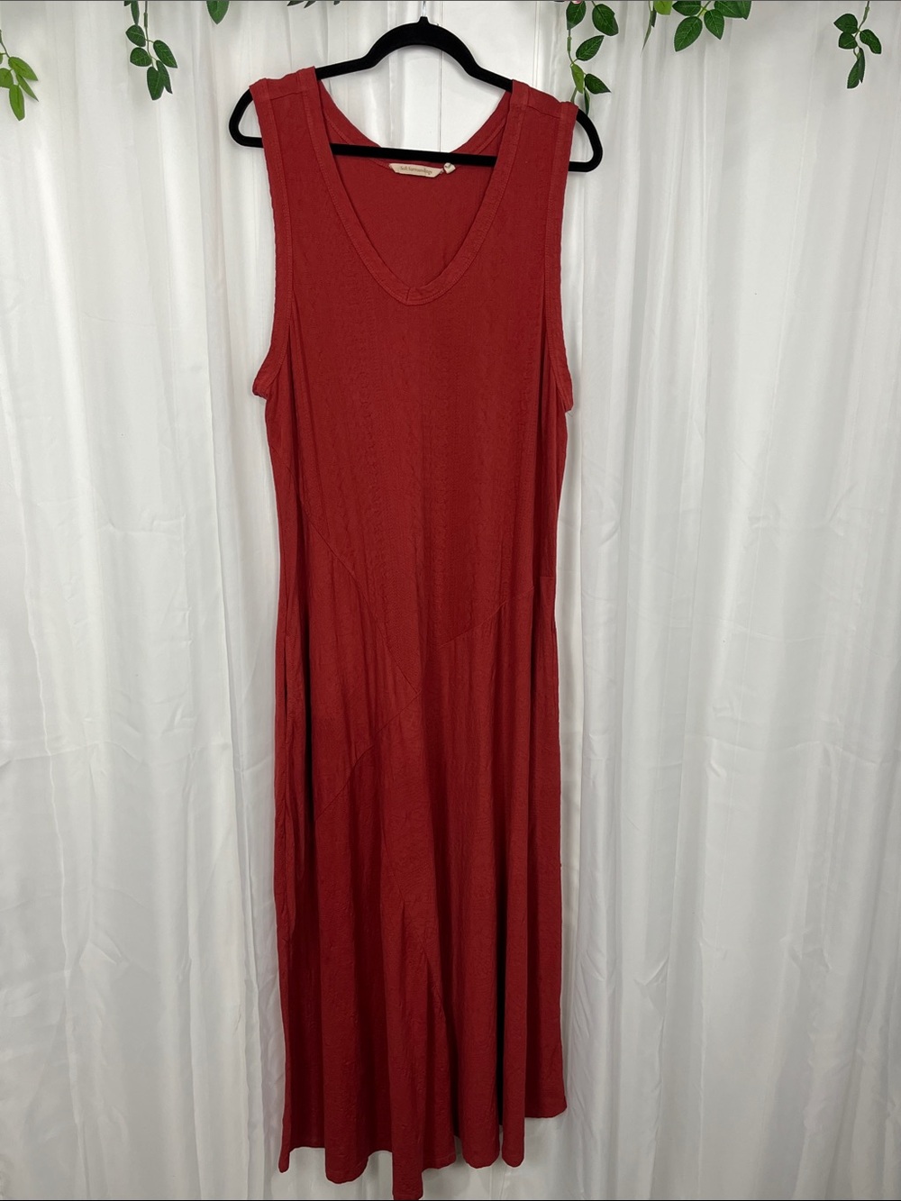 Soft Surroundings Maxi 1X Rust Sleeveless Pockets Subtle Seam Pattern Soft NWOT